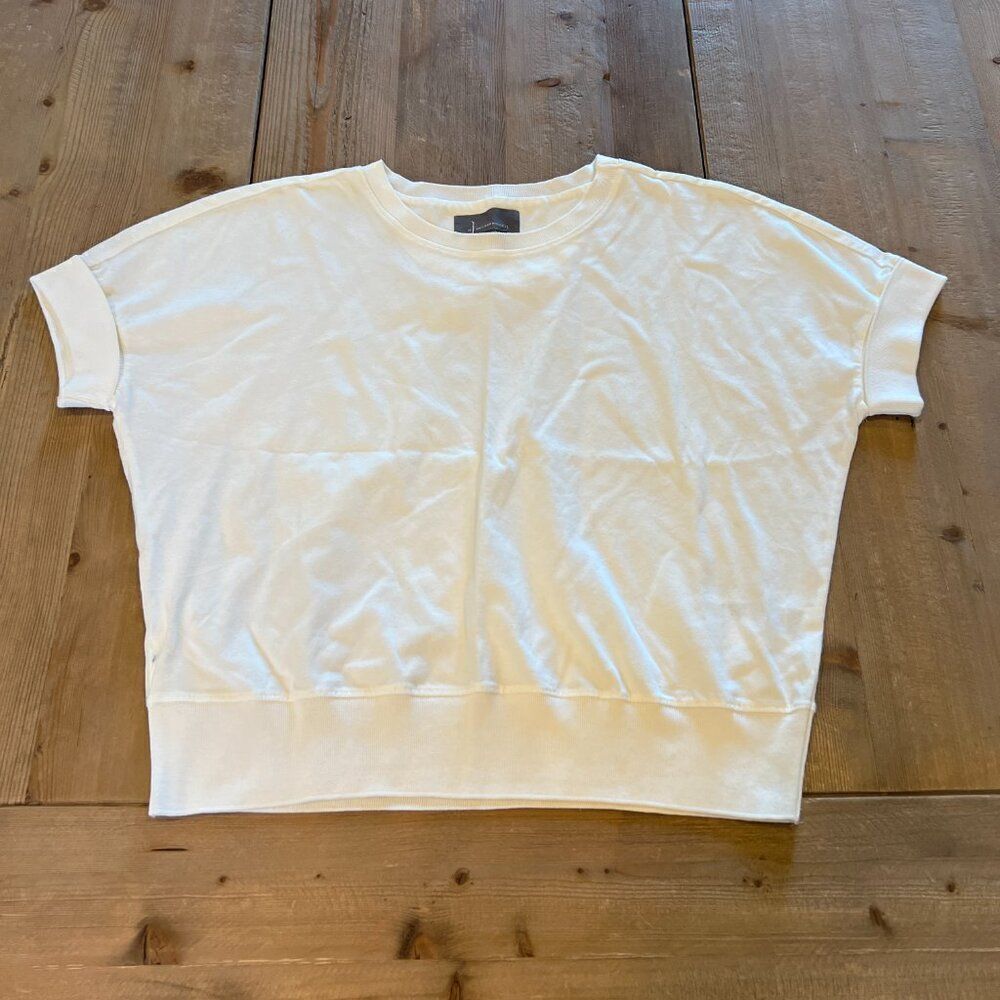 Anthropologie Cream Cropped Cotton Top Size Medium NWOT